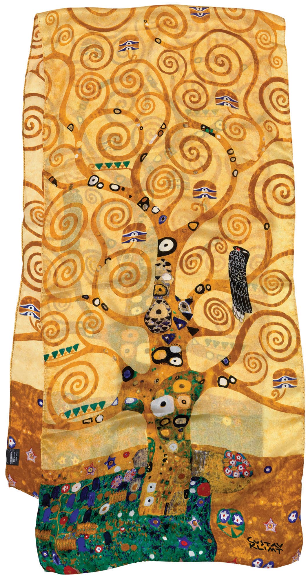 Gustav Klimt: Seidenschal "Lebensbaum" - braun