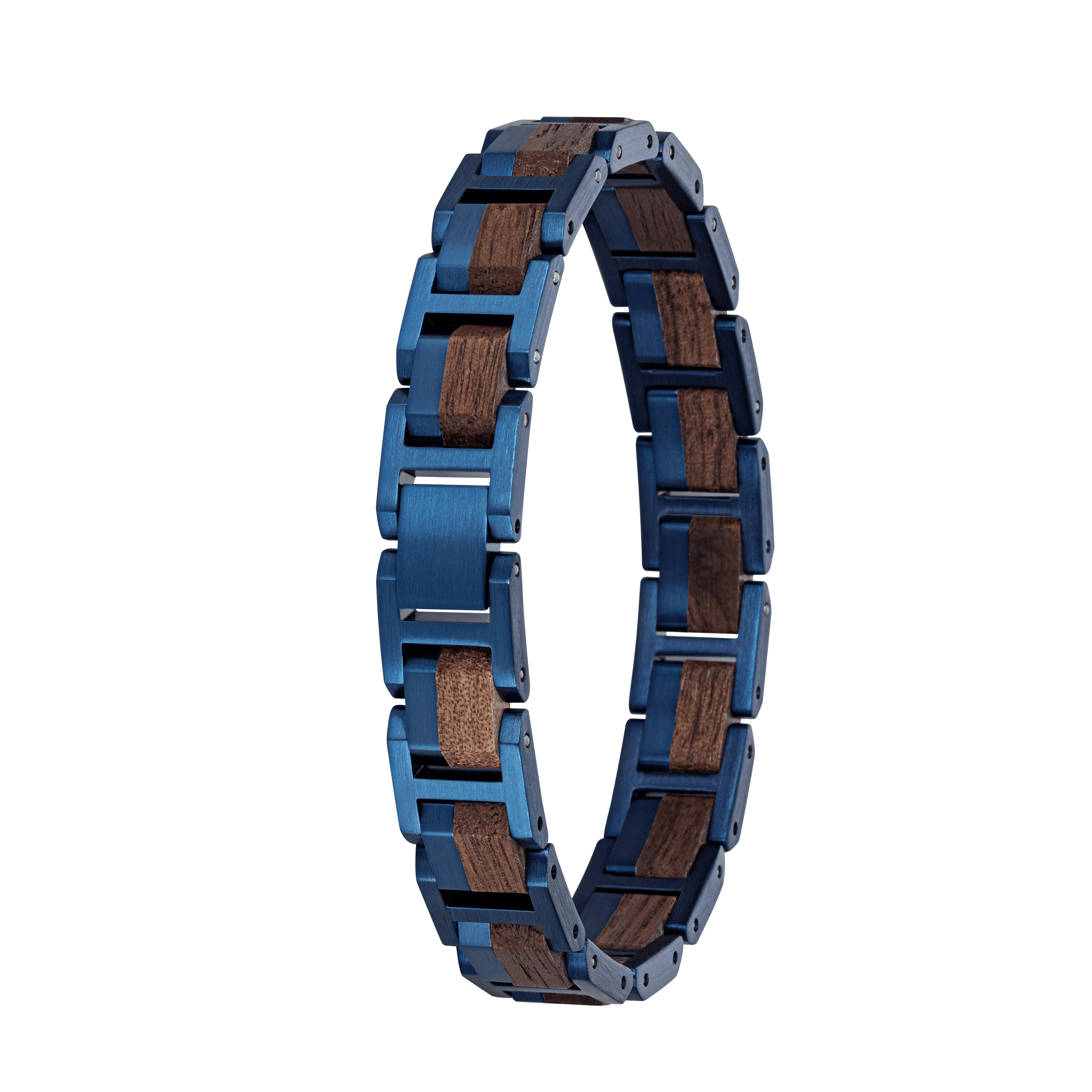 Armband unisex aus Holz - Walnuss königsblau