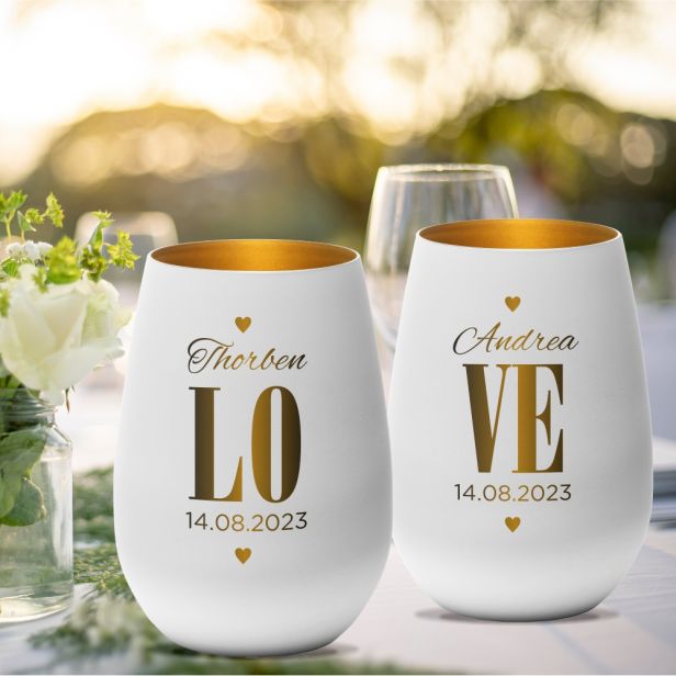 Windlicht-Set Hochzeit Love - personalisiert