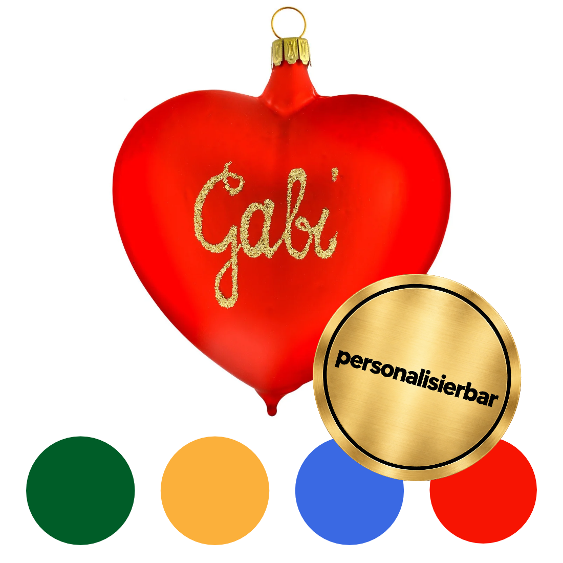 Weihnachtsbaumschmuck aus Glas – Herz personalisierbar