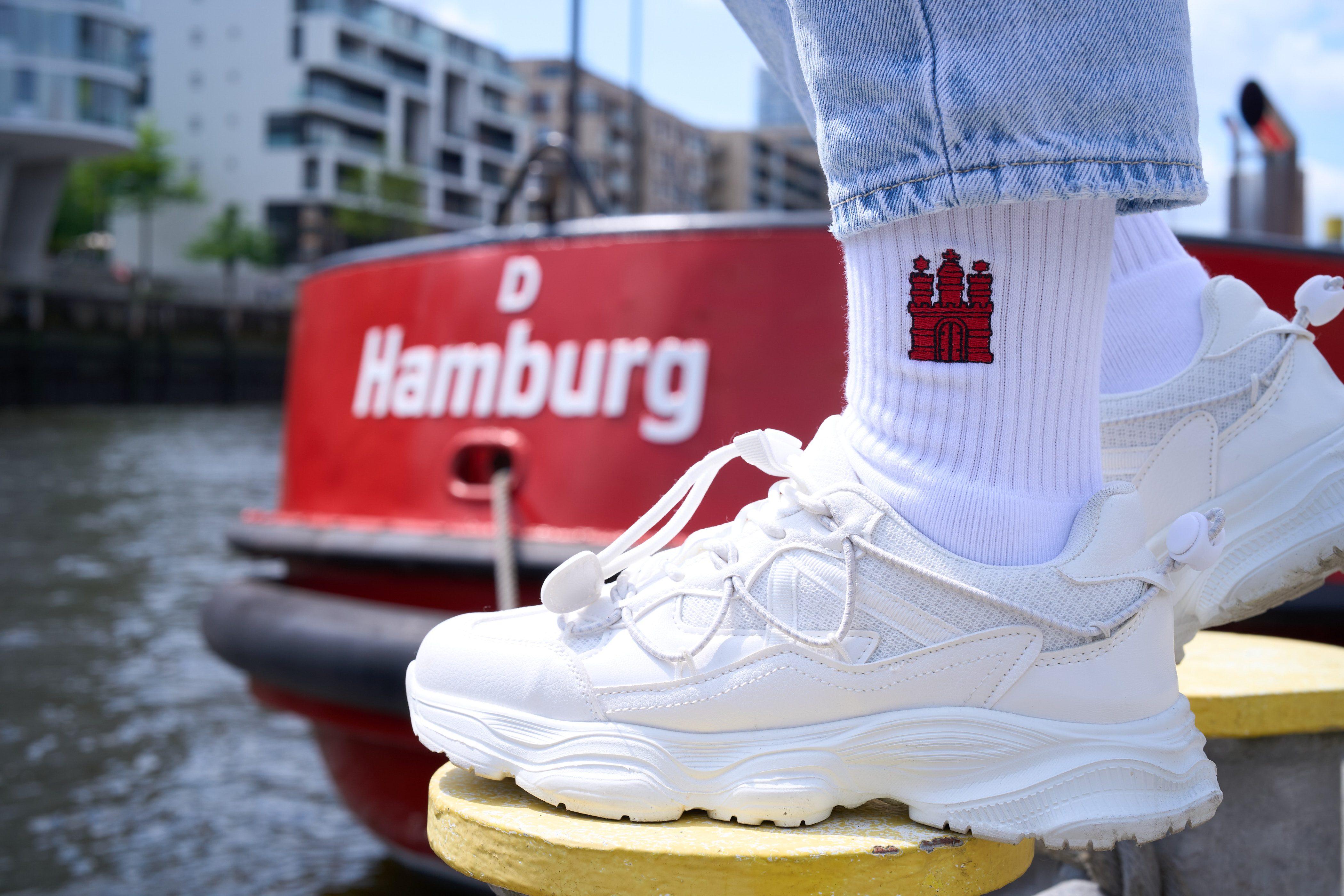 Socken mit maritimen Motiv | weiß