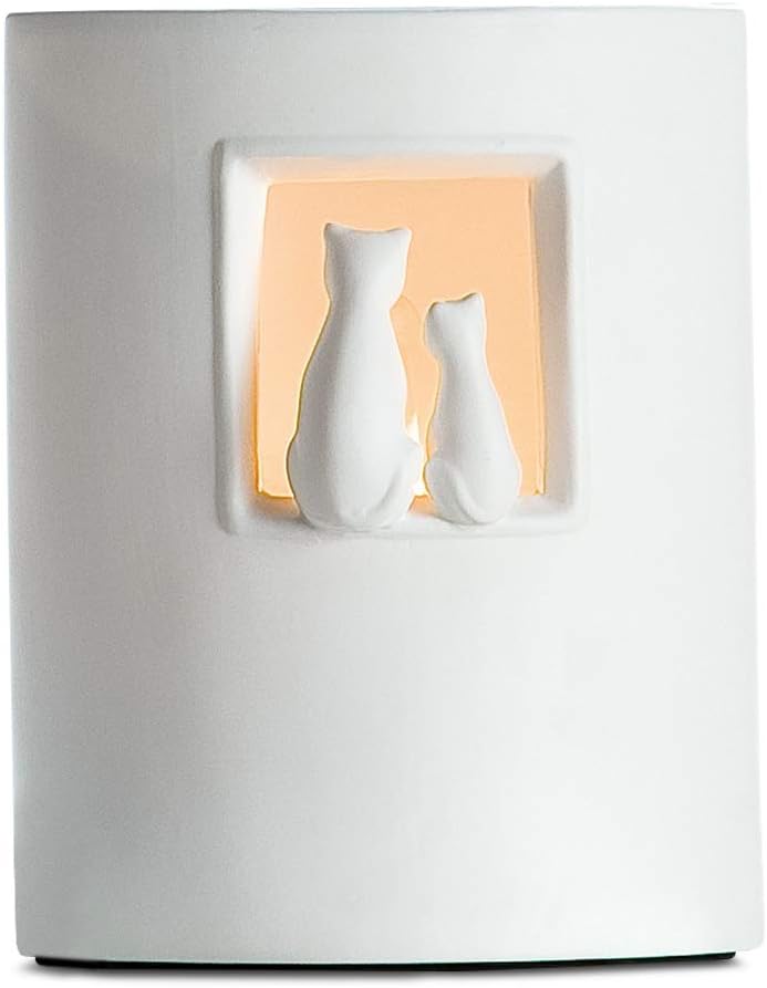 Tischlampe Katzenpaar aus Porzellan