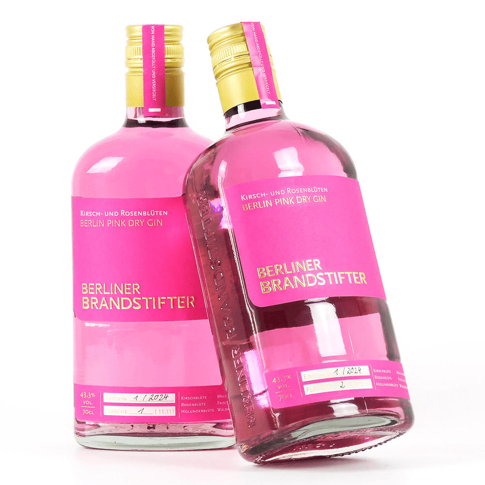 Pink Dry Gin Set mit Jutebeutel – Berliner Brandstifter