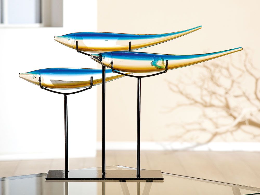 Glasskulptur Fischschwarm