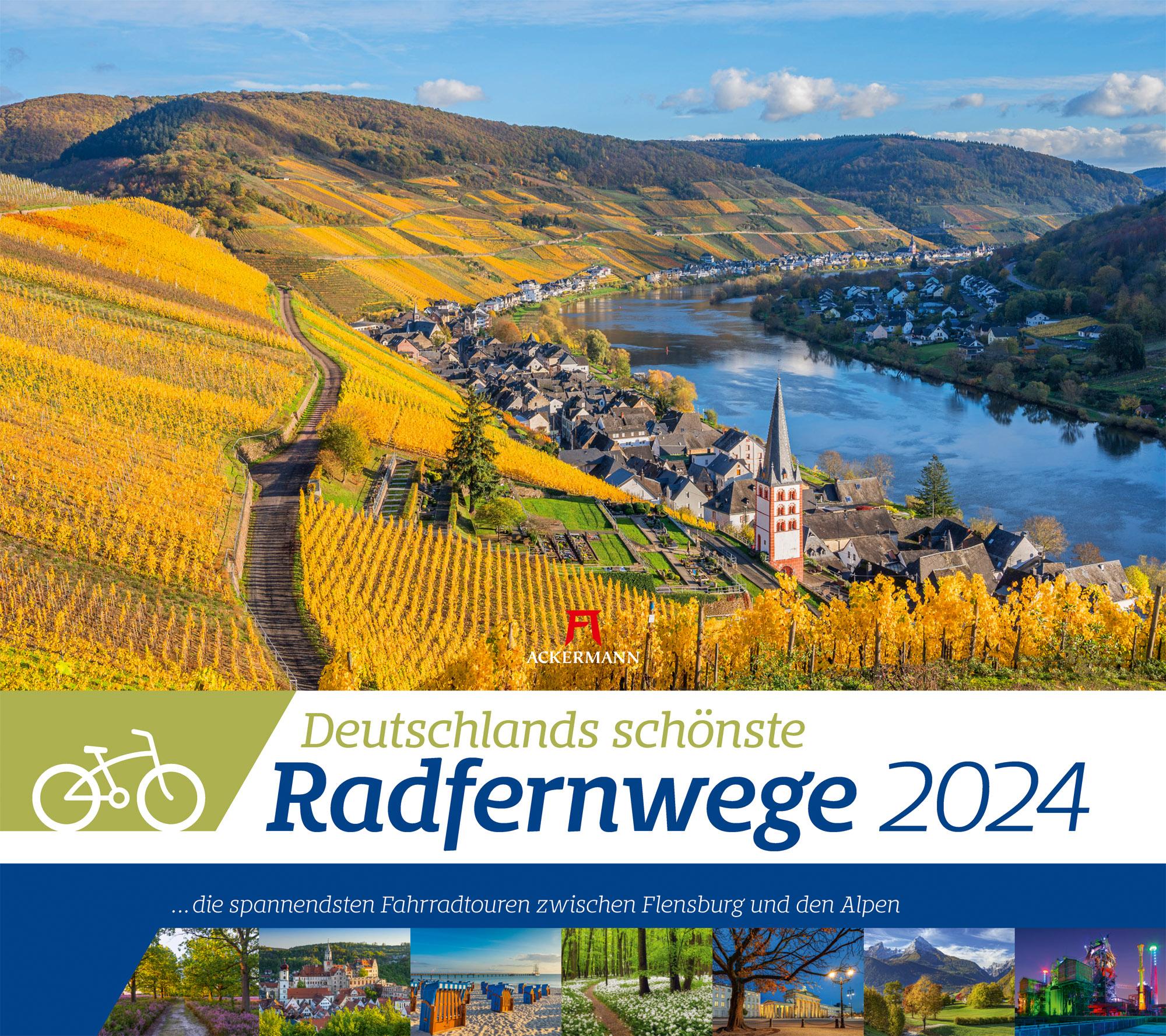 Deutschlands schönste Radfernwege Kalender 2024 Maße (B/H): 54 x 48 cm, Wandkalender