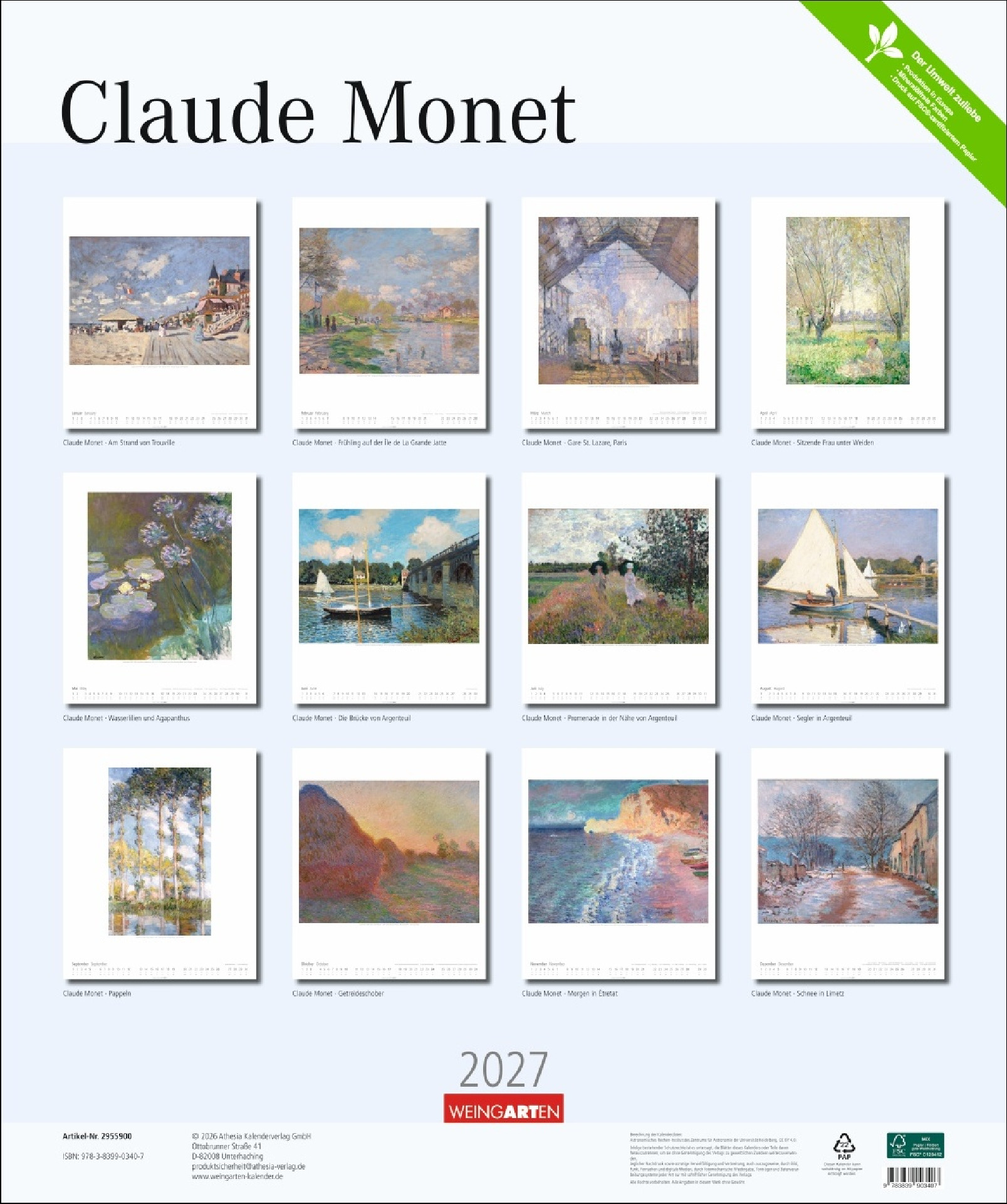 Claude Monet Kalender 2027