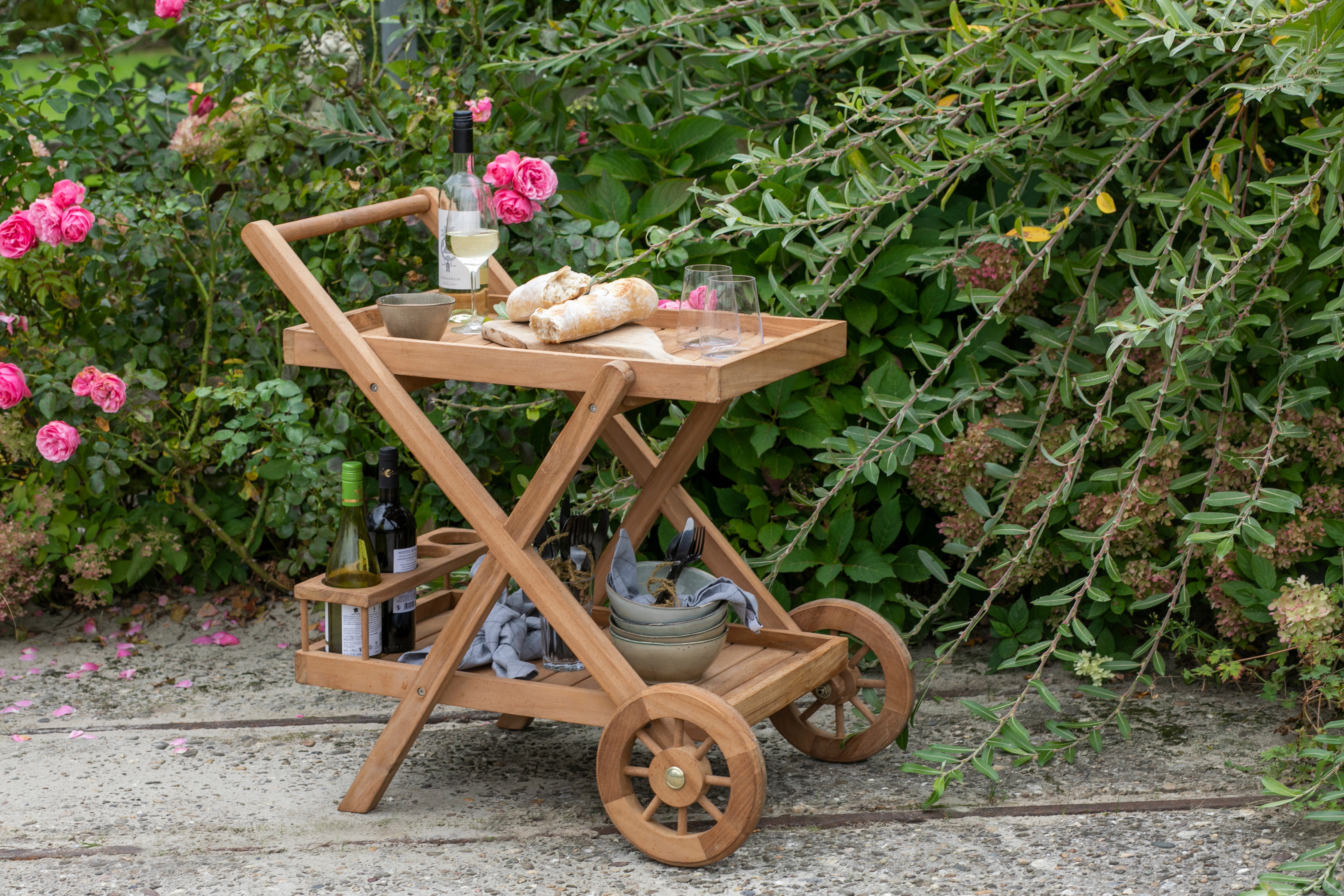 Servierwagen aus Teakholz Chester