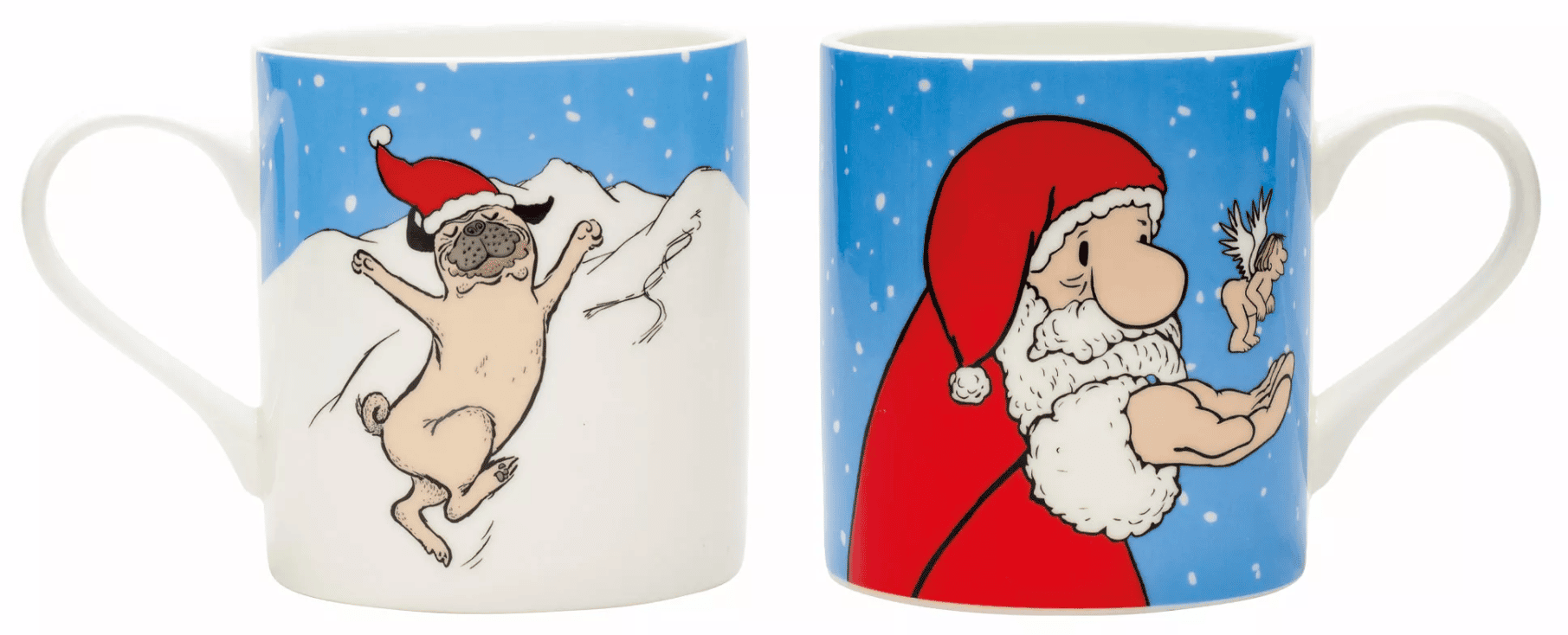 Zwei Becher "Weihnachtsmops & Weihnachtsmann" - Loriot