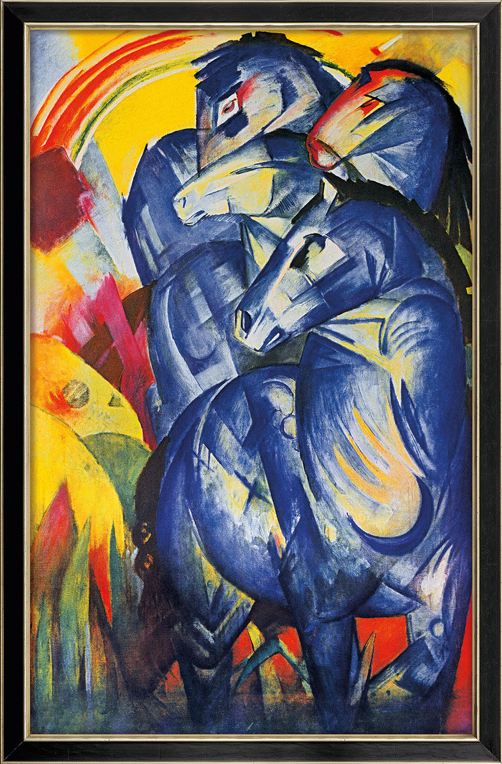 Franz Marc: "Turm der blauen Pferde" (1913), gerahmt
