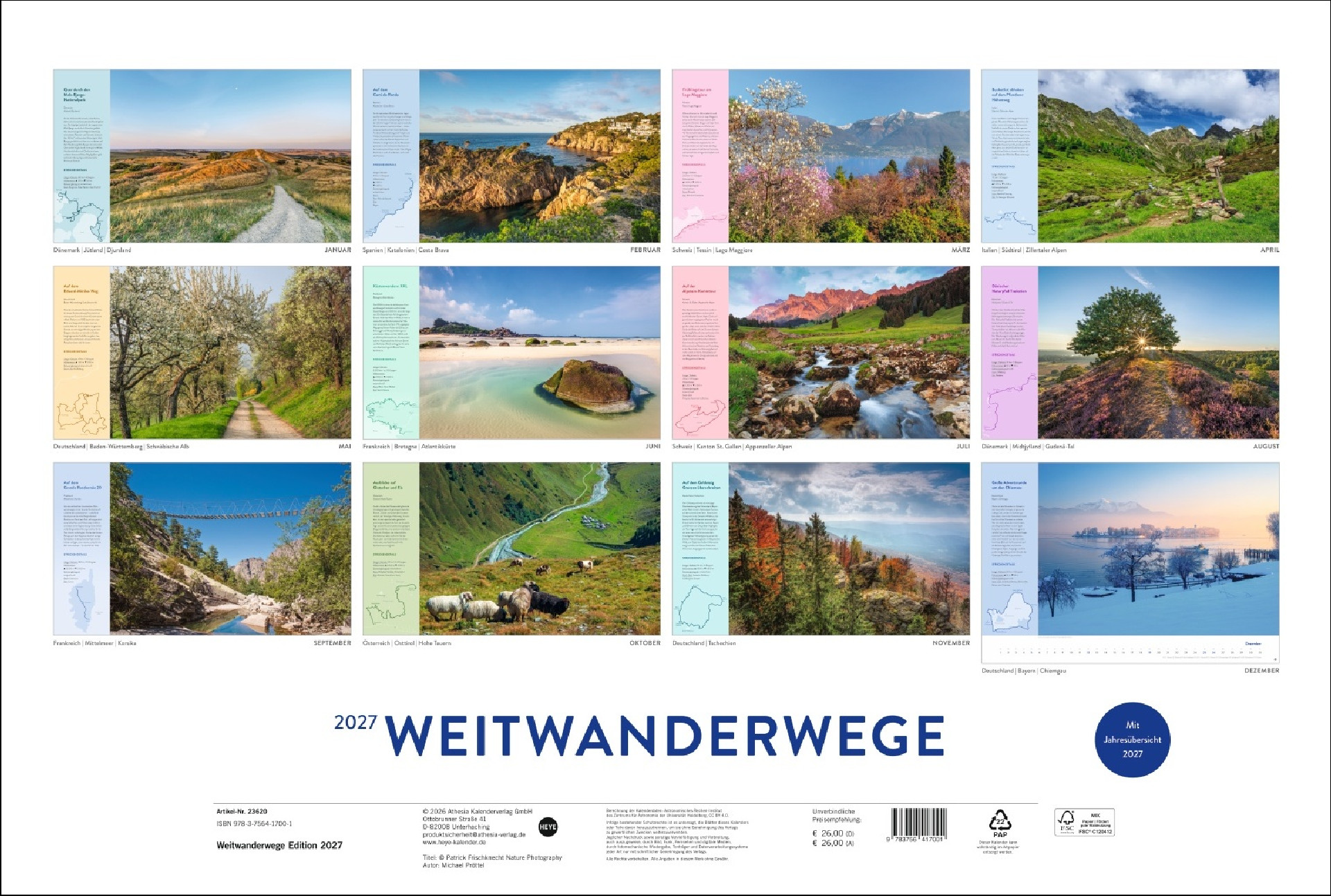 Weitwanderwege Edition Kalender 2027 I Europas schönste Touren
