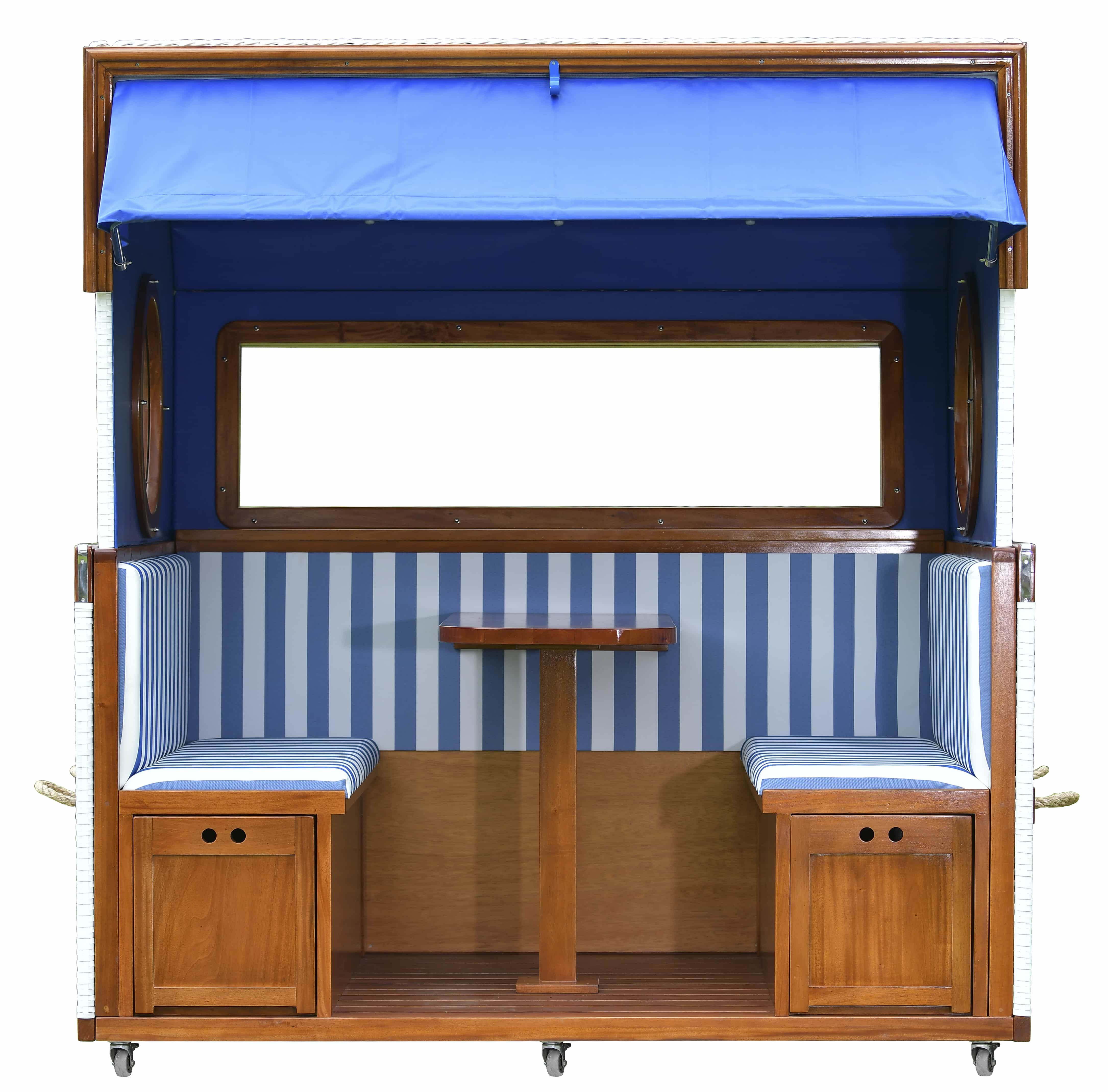 Gosch-Lounge Strandkorb 6er Mahagoni (blau/weiß)
