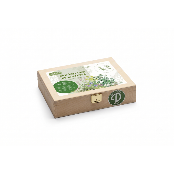 Saatgutbox S Gewürz- und Heilkräuter Holz