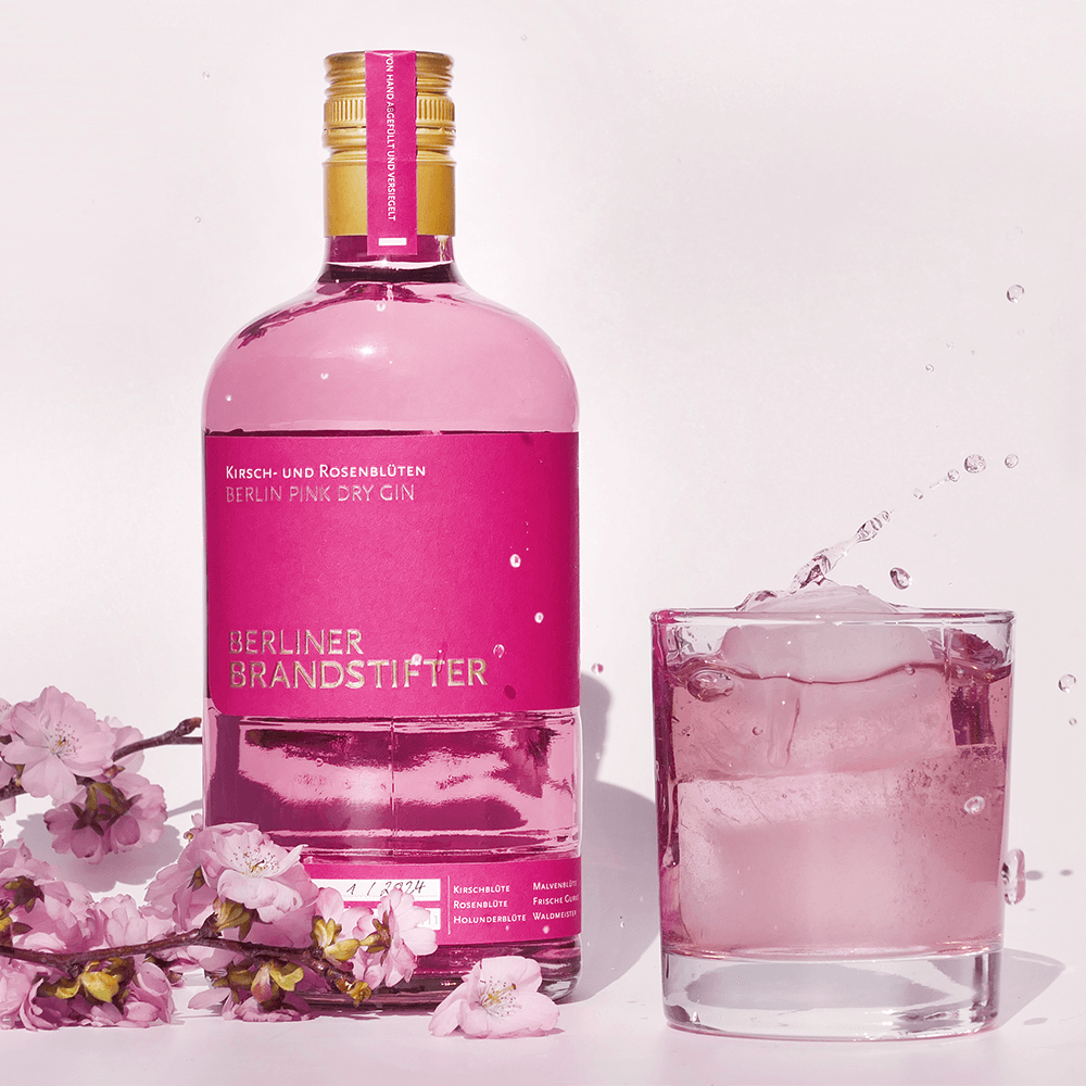 Pink Dry Gin Set mit Jutebeutel – Berliner Brandstifter