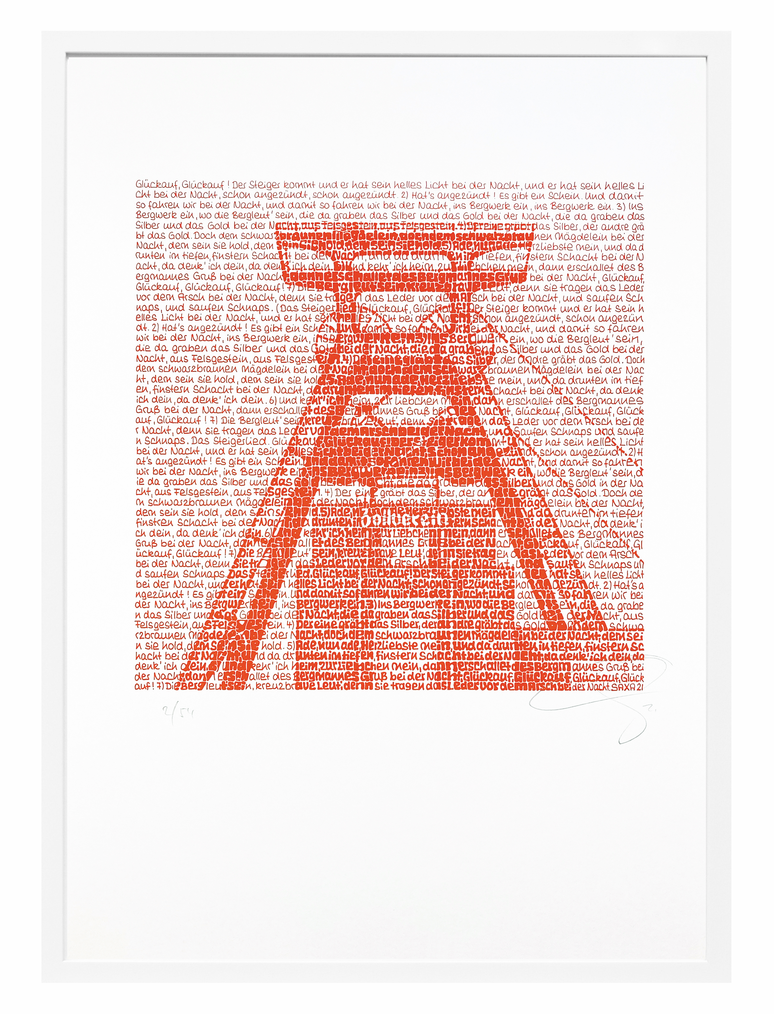 "Zeche Zollverein - Orange auf weißem Karton" SAXA Edition Wortmalerei